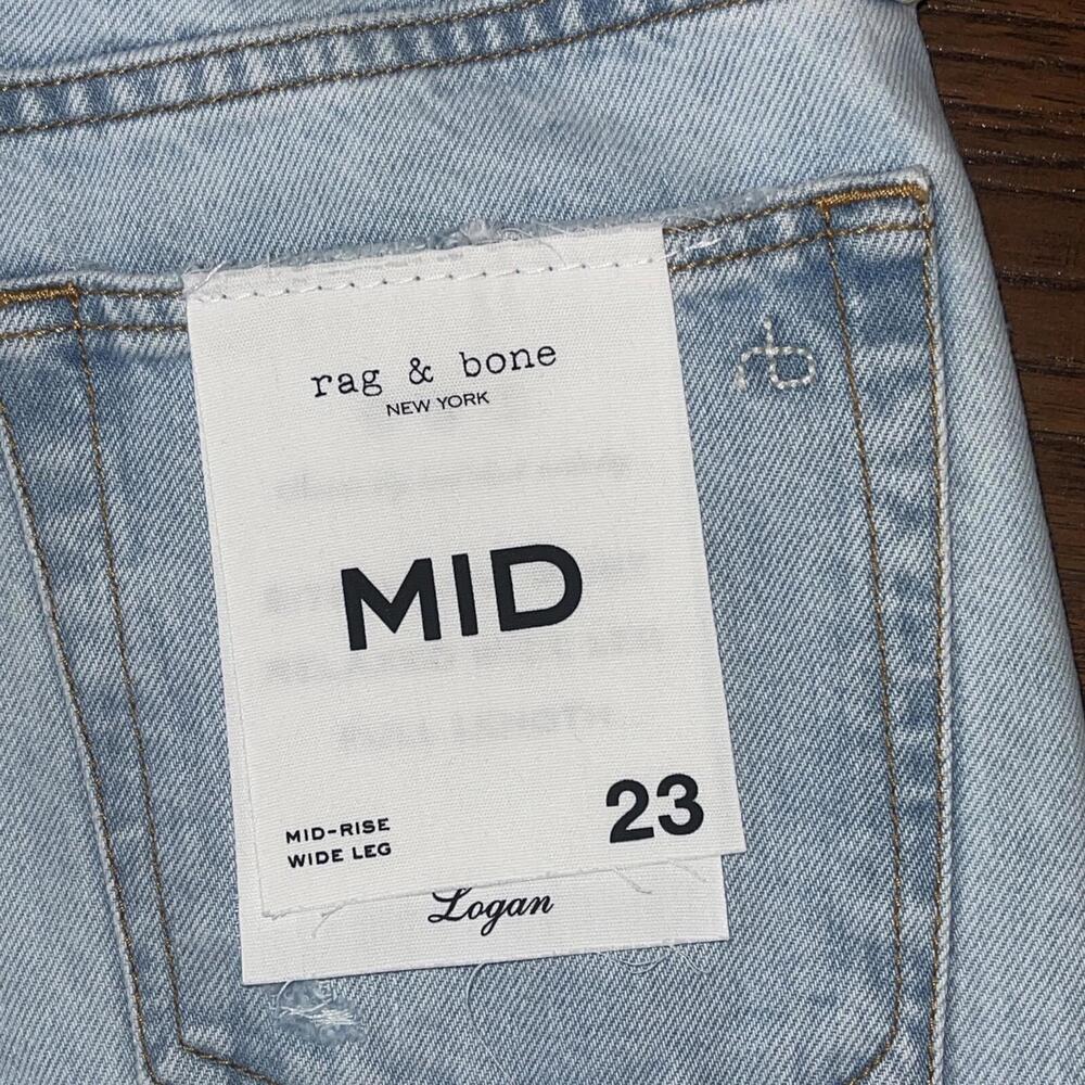 Rag & Bone Logan Mid Rise Wide Leg Distressed Blue Jeans Nwt Size 28 - Picture 7 of 8